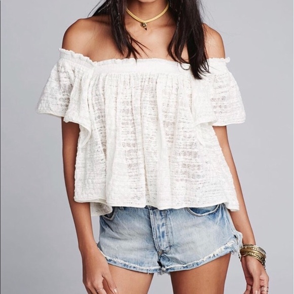 Free People Tops - Free People Thrills & Frills Off The Shoulder Top
